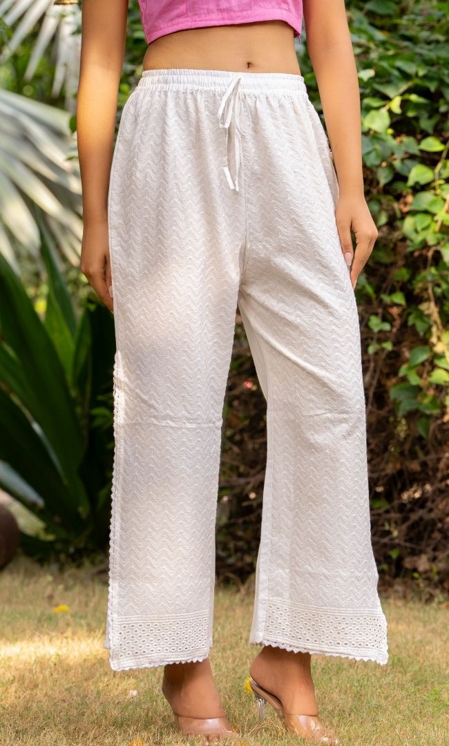 Off White Schiffli Pants