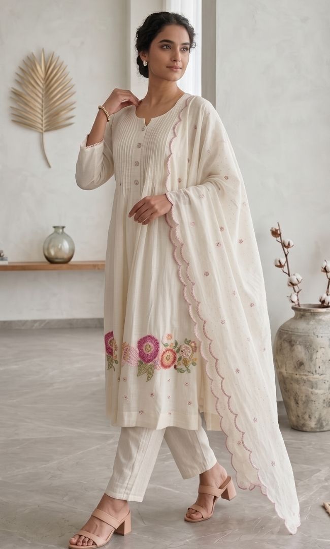 Noor Ivory Embroidered Kurta Set