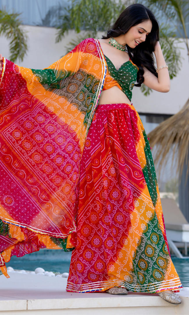 Gauravi Bandhej Lehenga