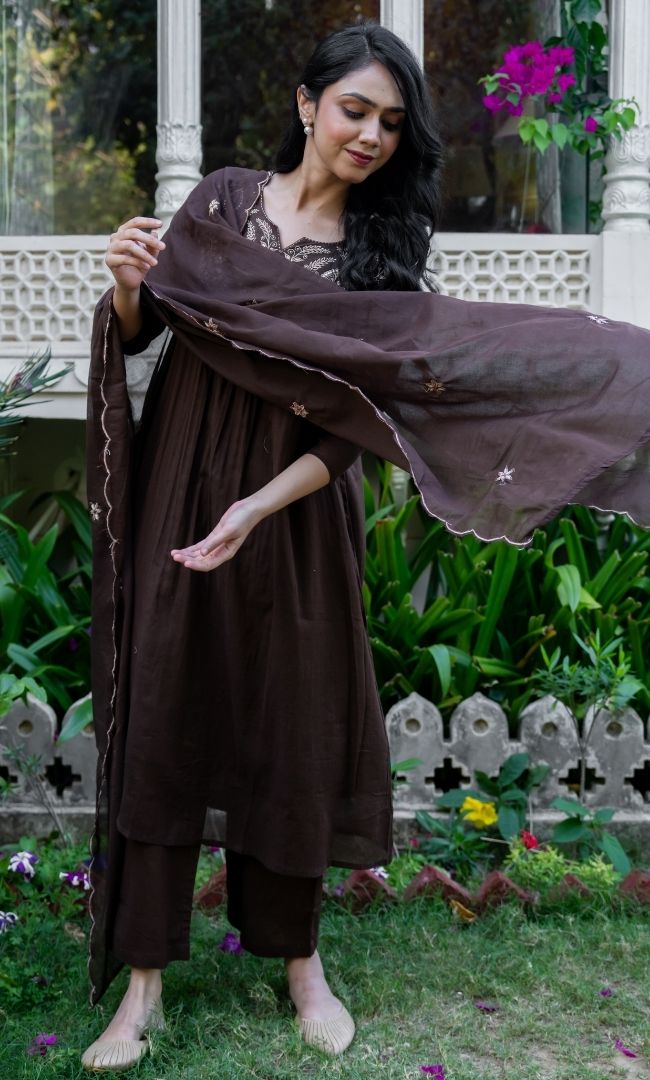 Vivana Brown Suit Set