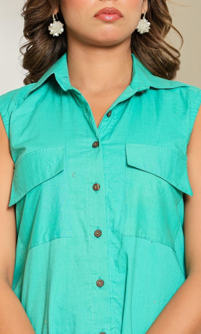 Verdant Charm Shirt Dress