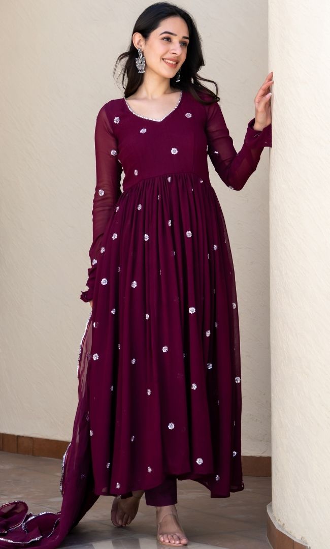 Ayana Maroon Handwork Anarkali Set