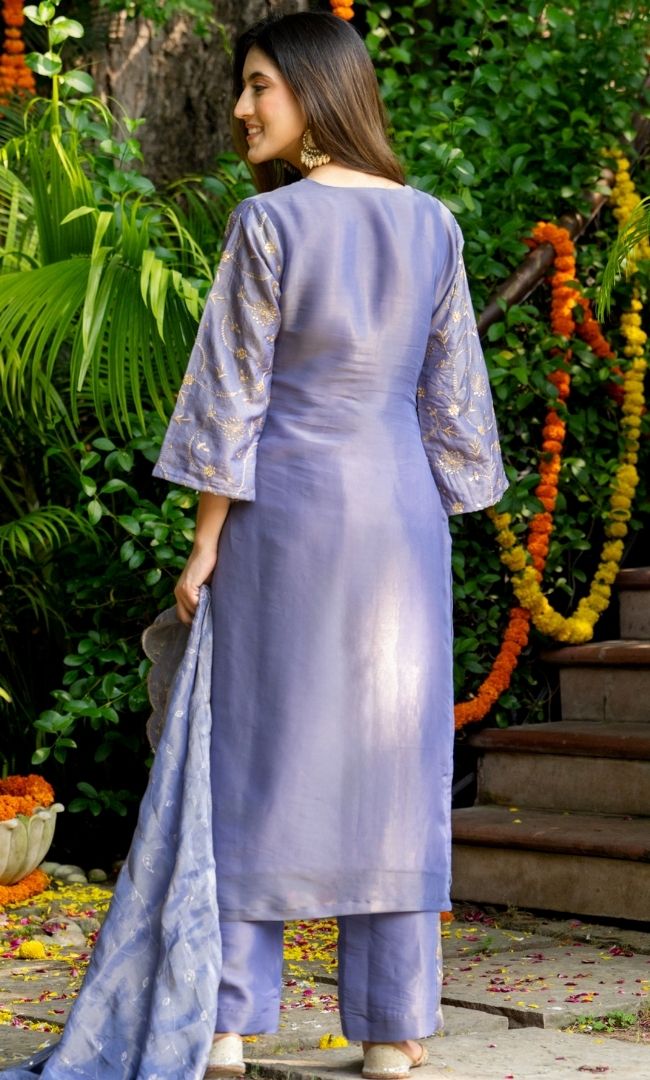 Lilac Blush Tissue Kurta Set