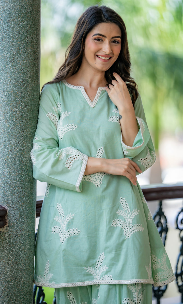 Mint Jasmine Farshi Suit Set