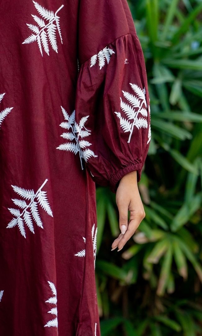 Turkey Red Embroidered Dress