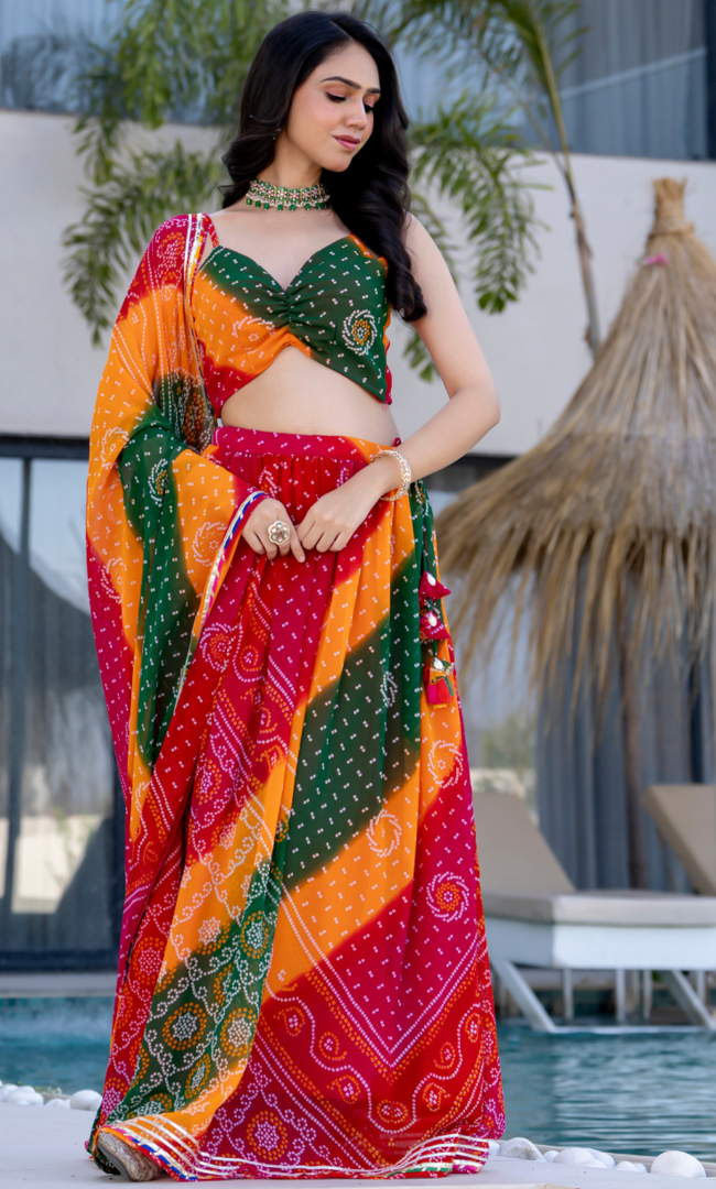 Gauravi Bandhej Lehenga