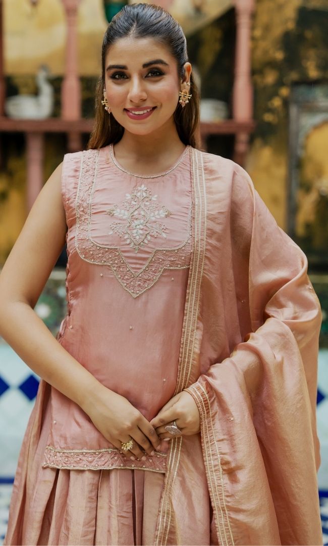 Bronze Kurta Skirt Set