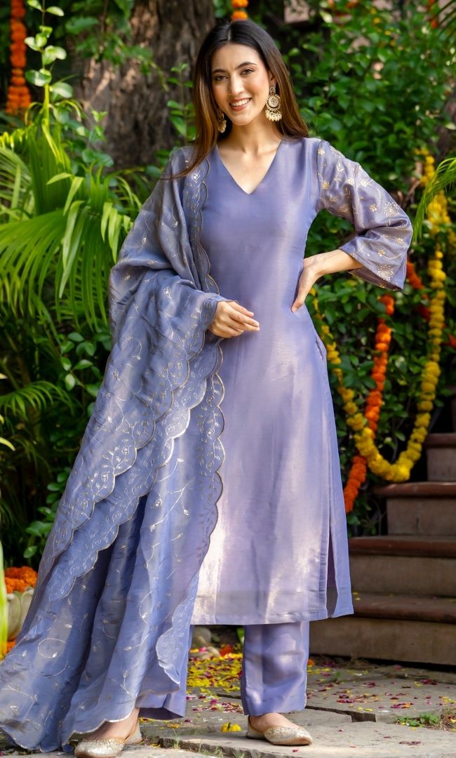 Lilac Blush Tissue Kurta Set