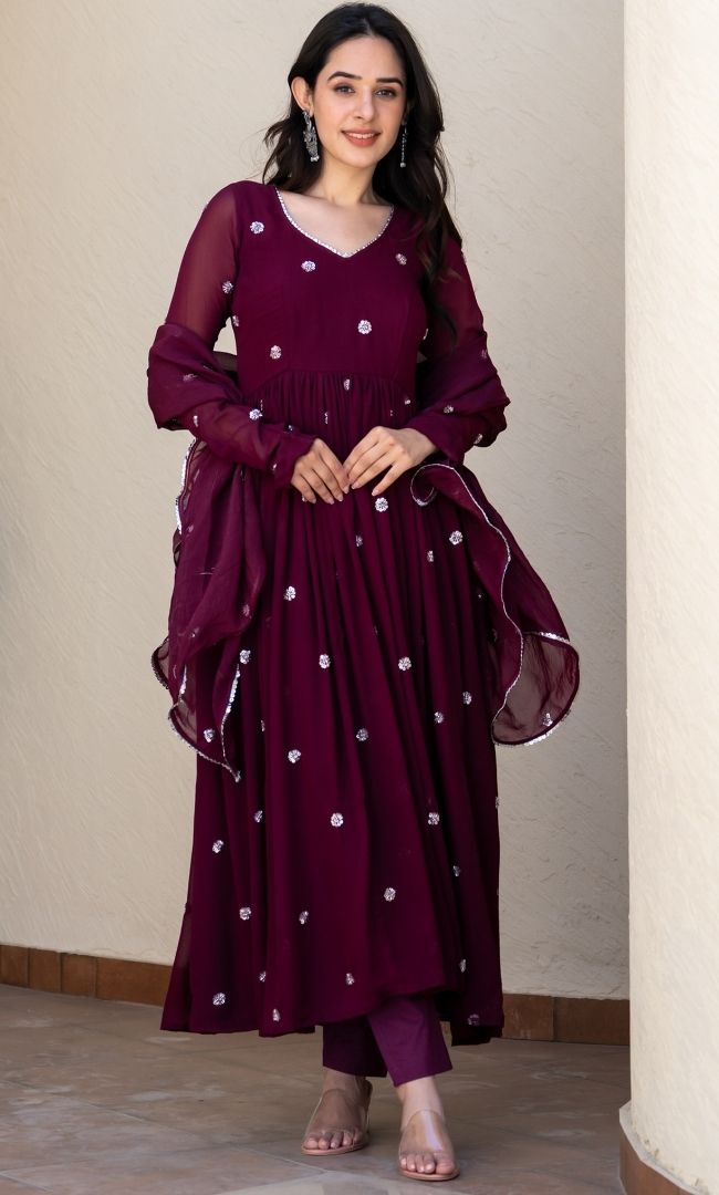 Ayana Maroon Handwork Anarkali Set