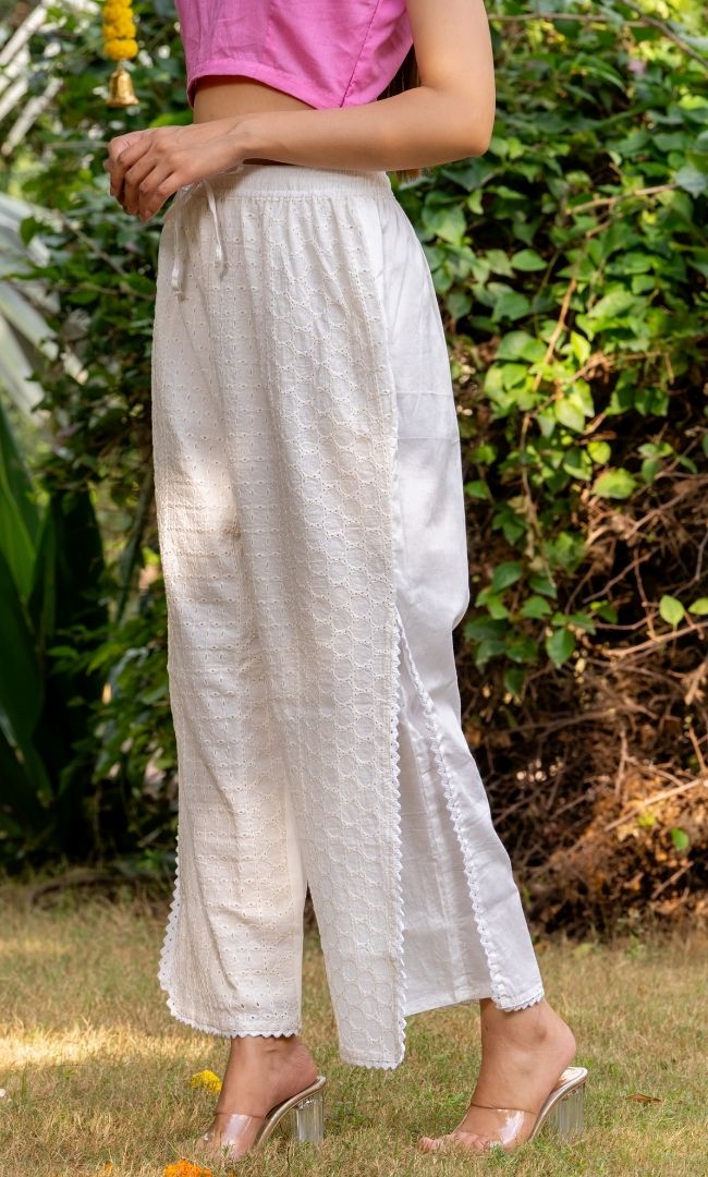 Off White Schiffli Pants