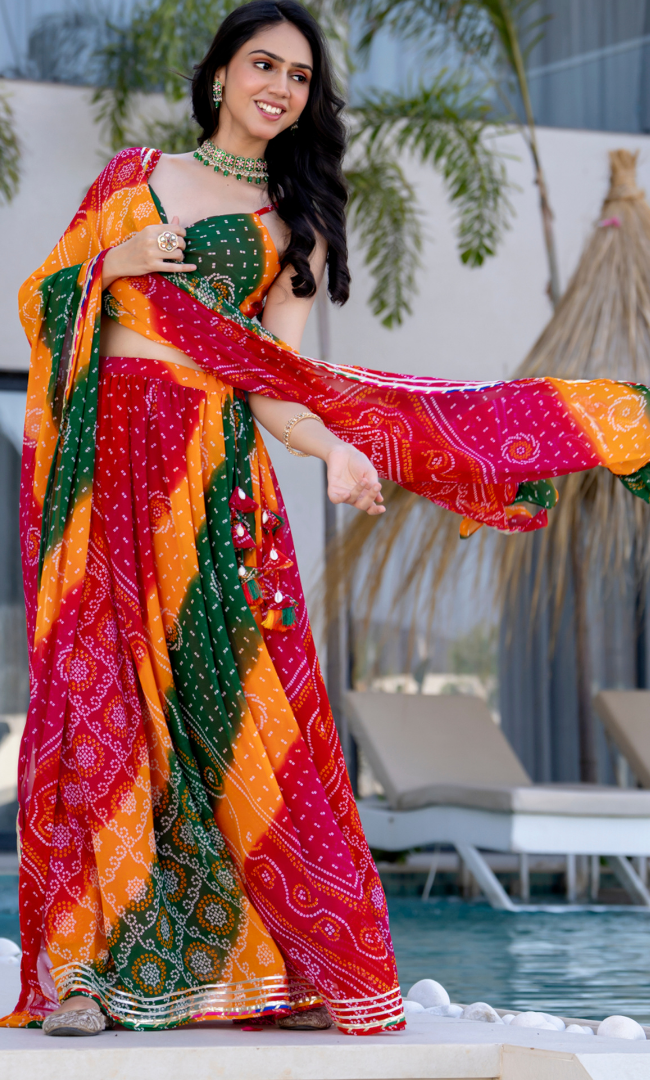 Gauravi Bandhej Lehenga