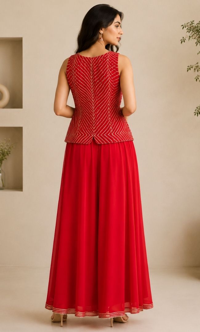Red Georgette Co-ord Set