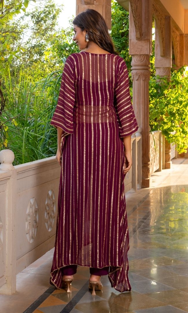 Wine Mirror Work Kaftan