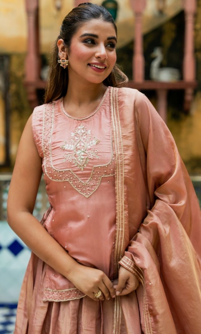 Bronze Kurta Skirt Set