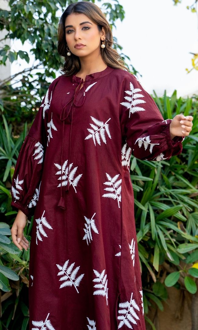 Turkey Red Embroidered Dress