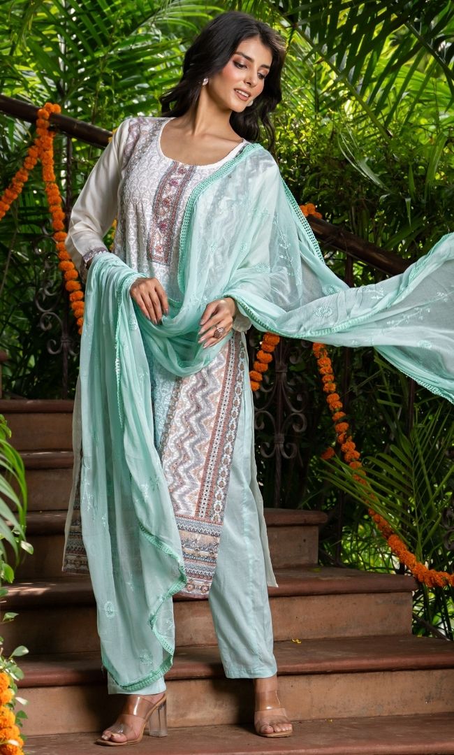 Dewdrop White Suit Set
