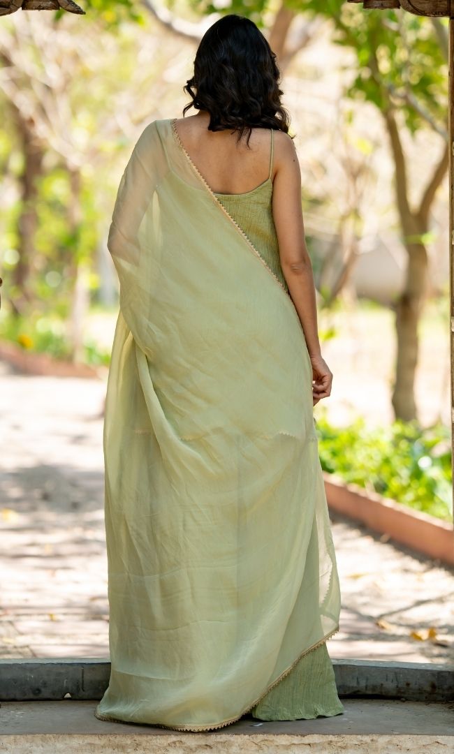 Saba Mint Tissue Sharara Set