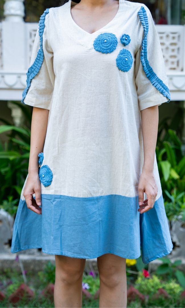 Blue Petal Cotton Dress