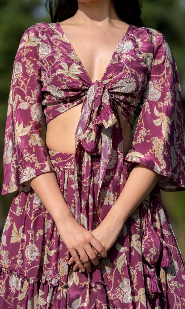 Valentiene Crop Top With Skirt