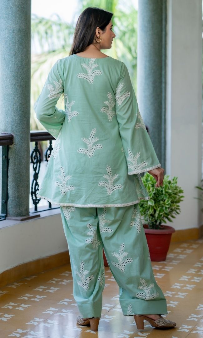 Mint Jasmine Farshi Suit Set