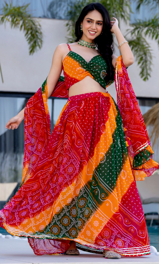 Gauravi Bandhej Lehenga