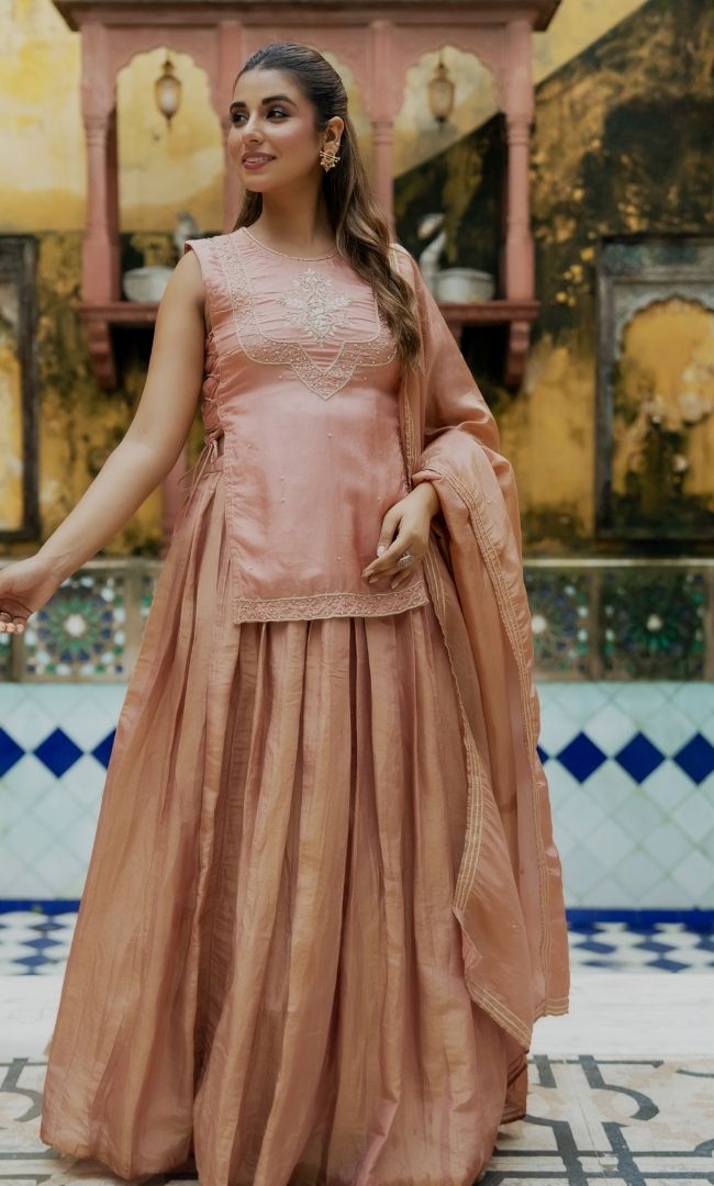 Bronze Kurta Skirt Set