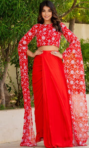 Divine Red Ethnic Skirt Set