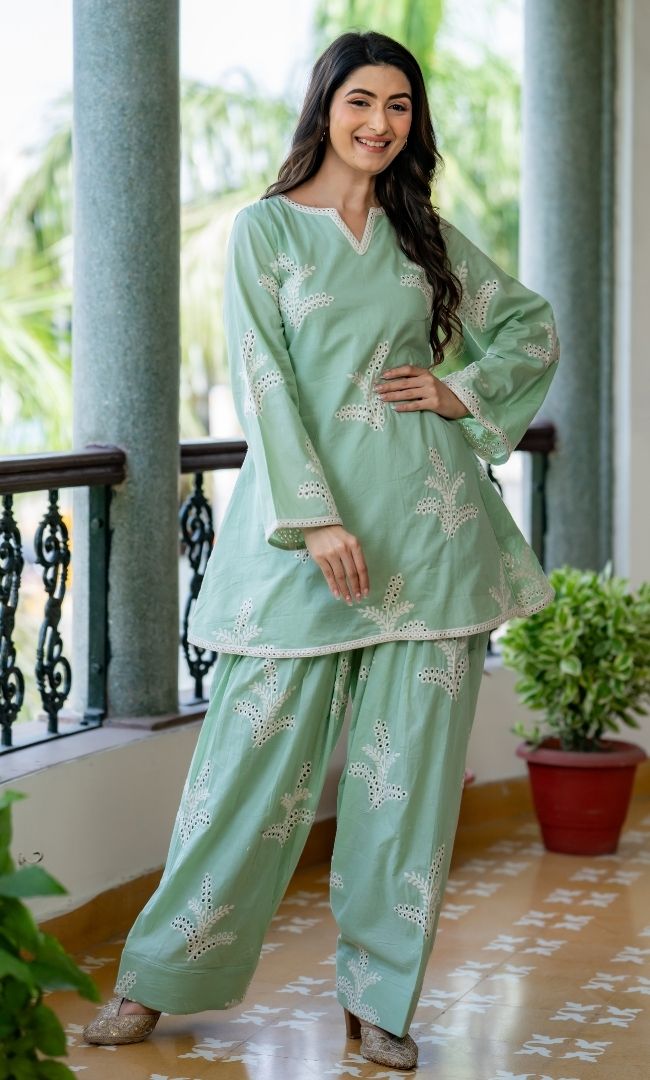 Mint Jasmine Farshi Suit Set
