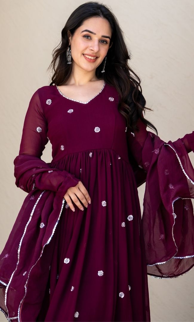 Ayana Maroon Handwork Anarkali Set