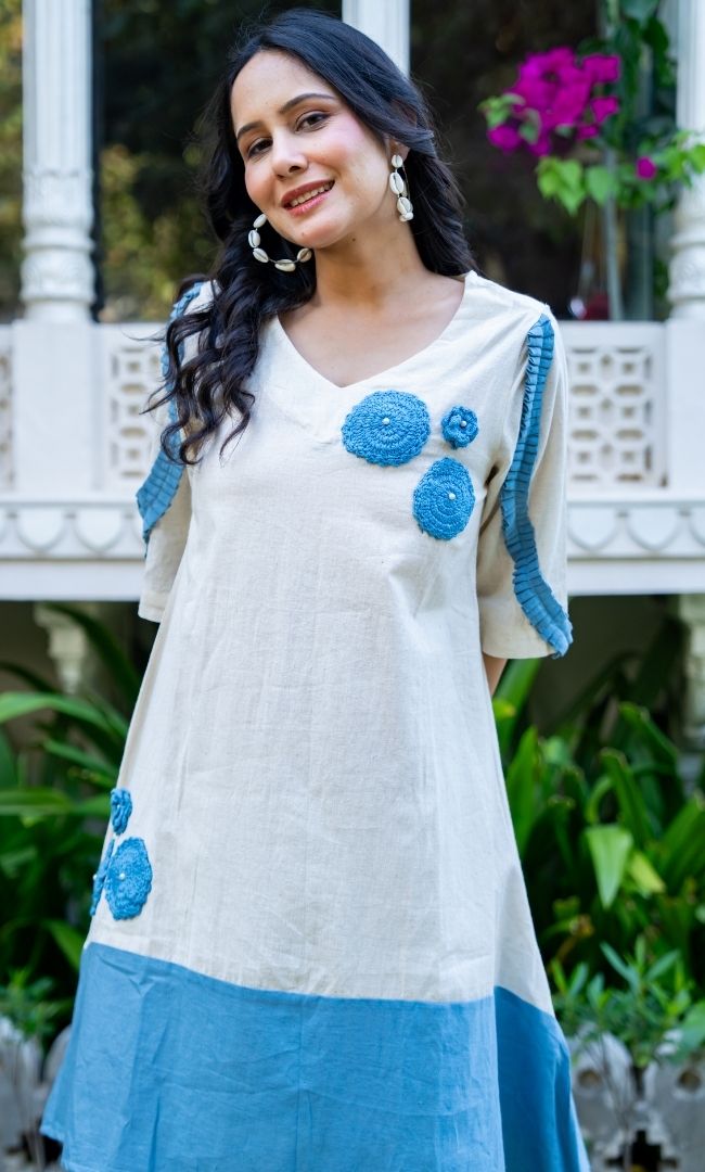 Blue Petal Cotton Dress