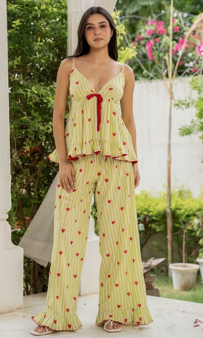 Lemon Heart Cotton Co-ord Set