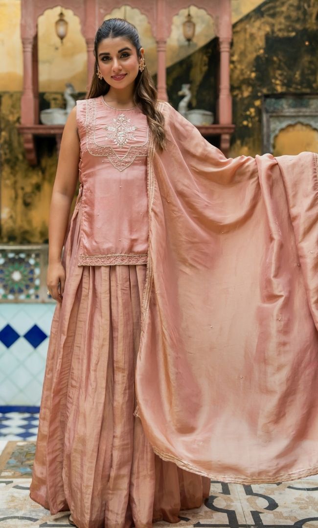Bronze Kurta Skirt Set