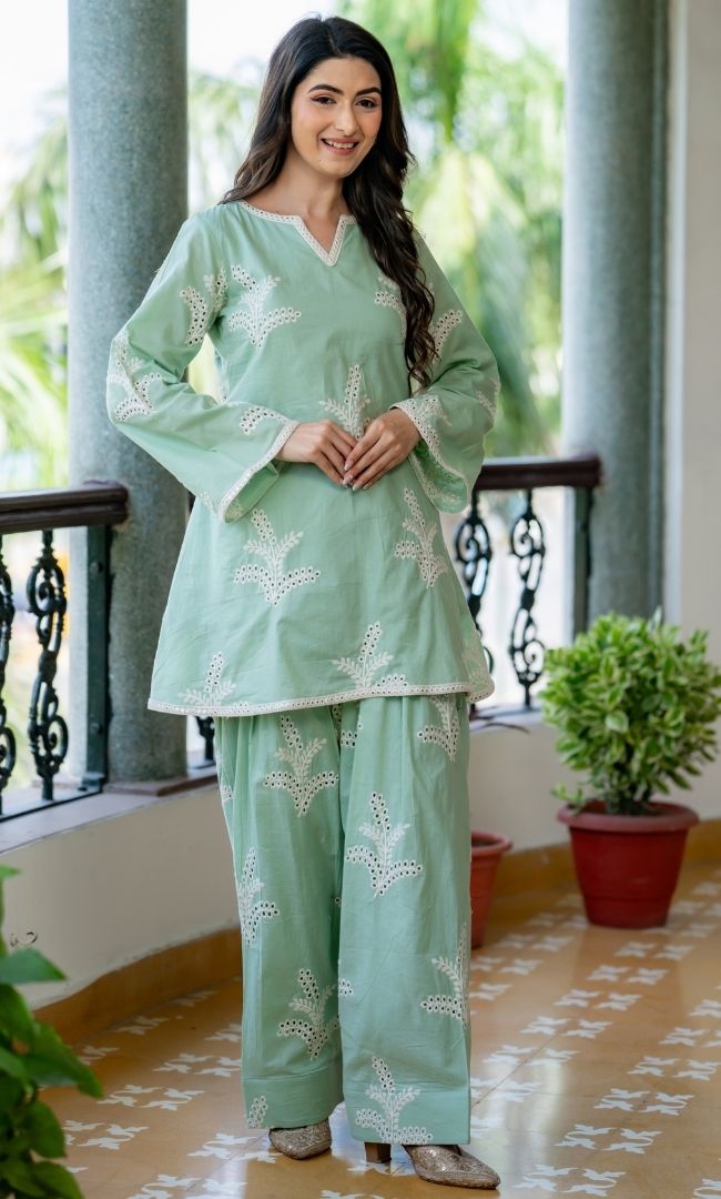 Mint Jasmine Farshi Suit Set