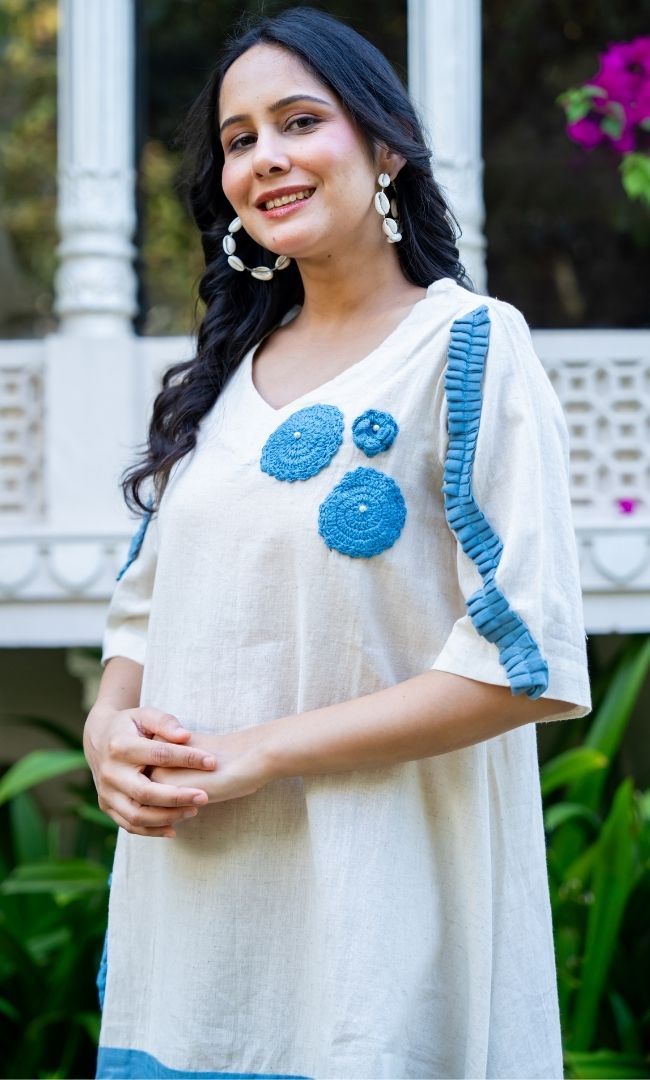 Blue Petal Cotton Dress