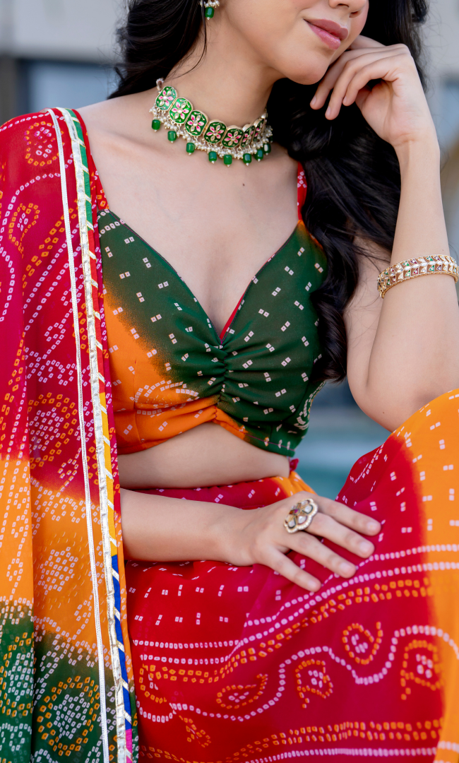 Gauravi Bandhej Lehenga