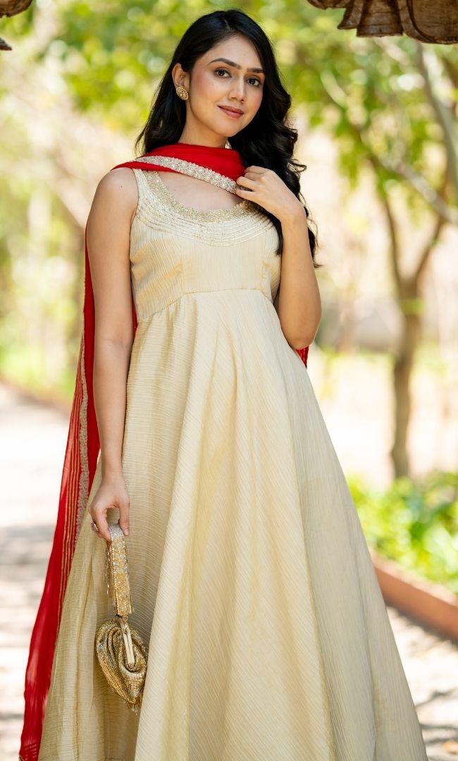 Naaz Ivory Tissue Anarkali Set