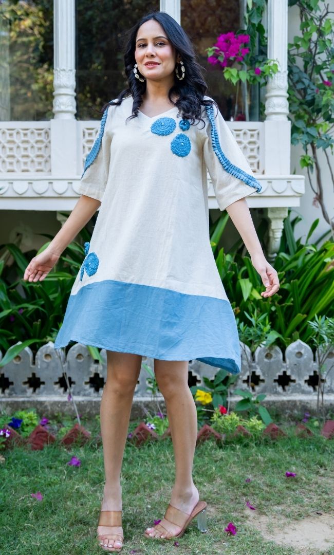 Blue Petal Cotton Dress