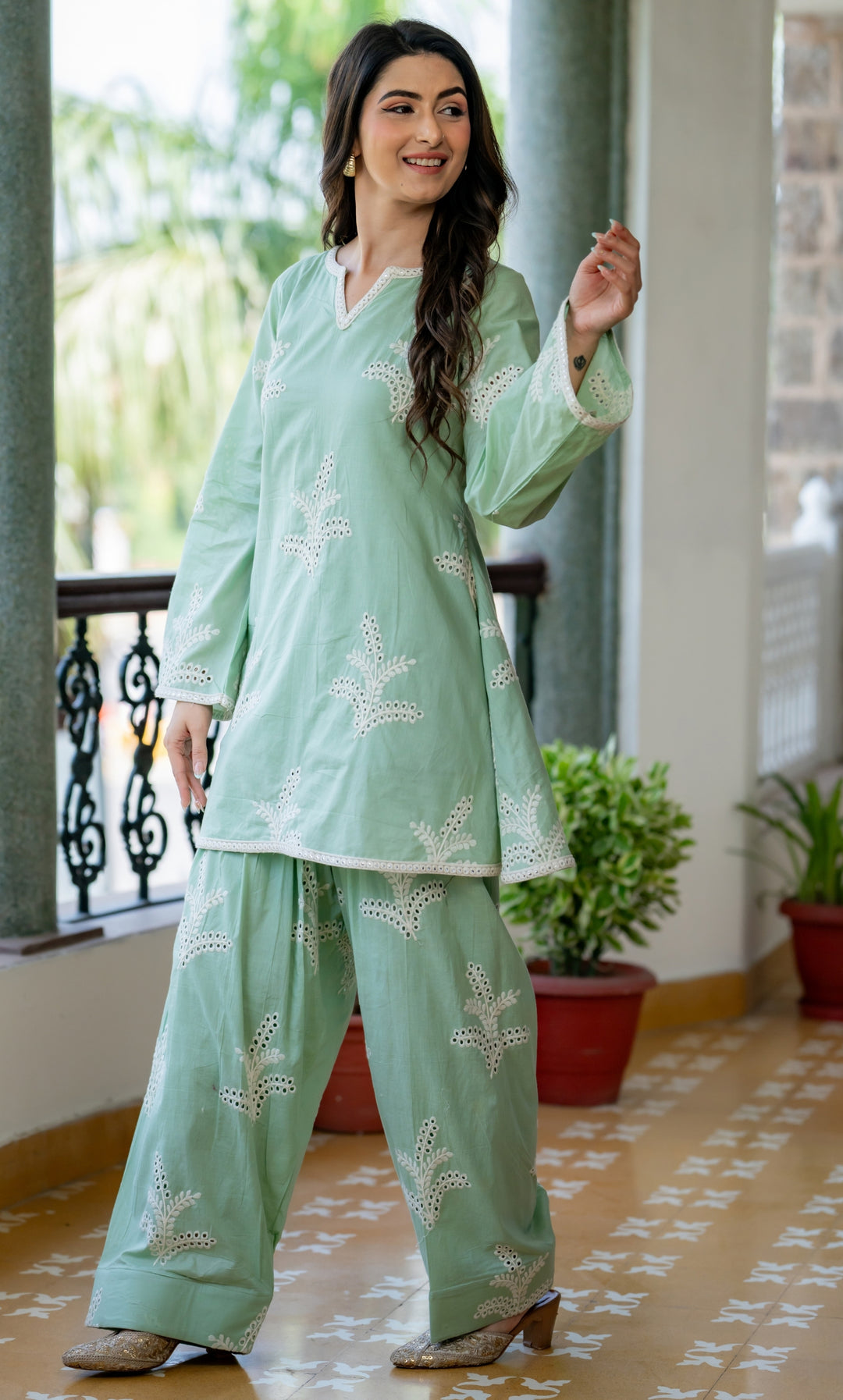 Mint Jasmine Farshi Suit Set