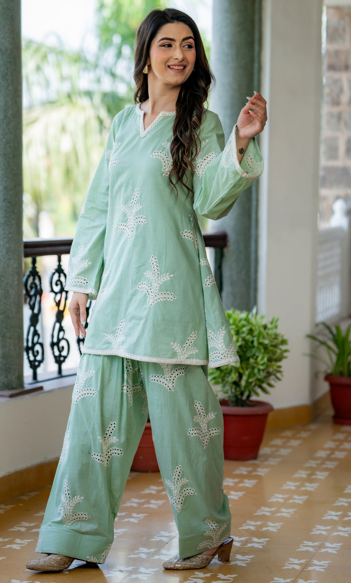 Mint Jasmine Farshi Suit Set