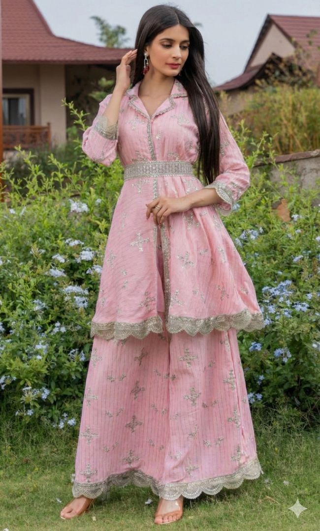 Blush Noor Embroidered Sharara