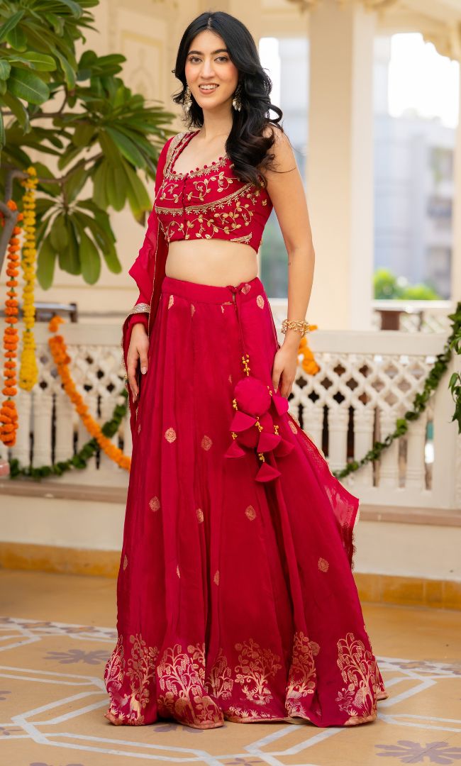 Shehnaz Pink Embroidered Lehenga Set
