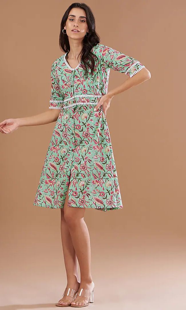 Green Printed Dress
