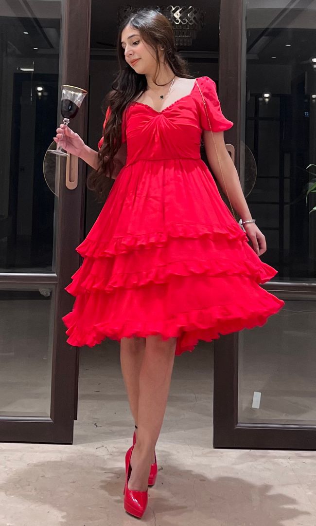 Cherry Red Ruffle Dress