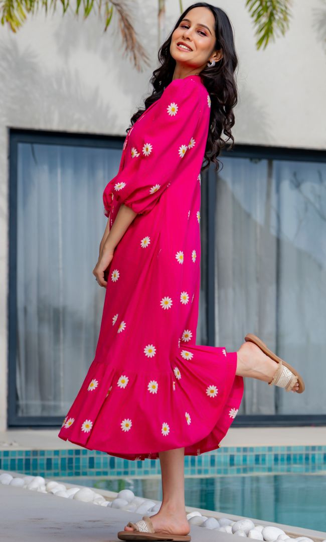 Pop Of Pink Midi Dress