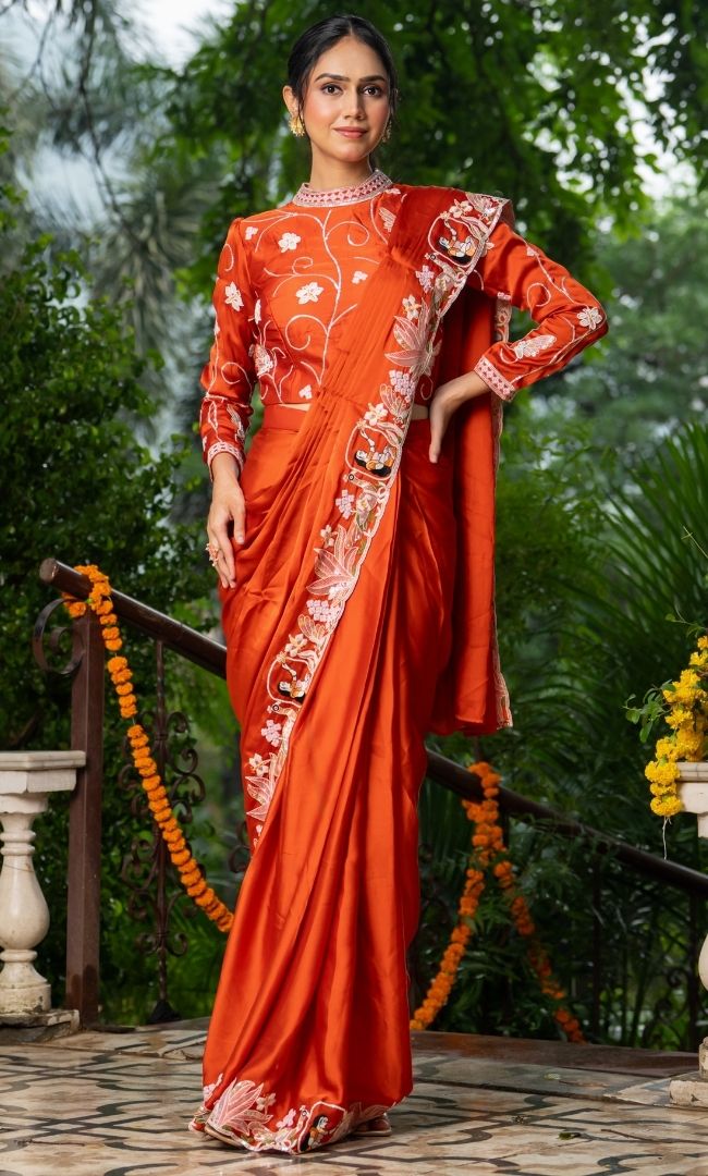 Meghavi Orange Saree