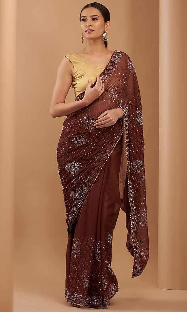 Maroon Embellished Saree