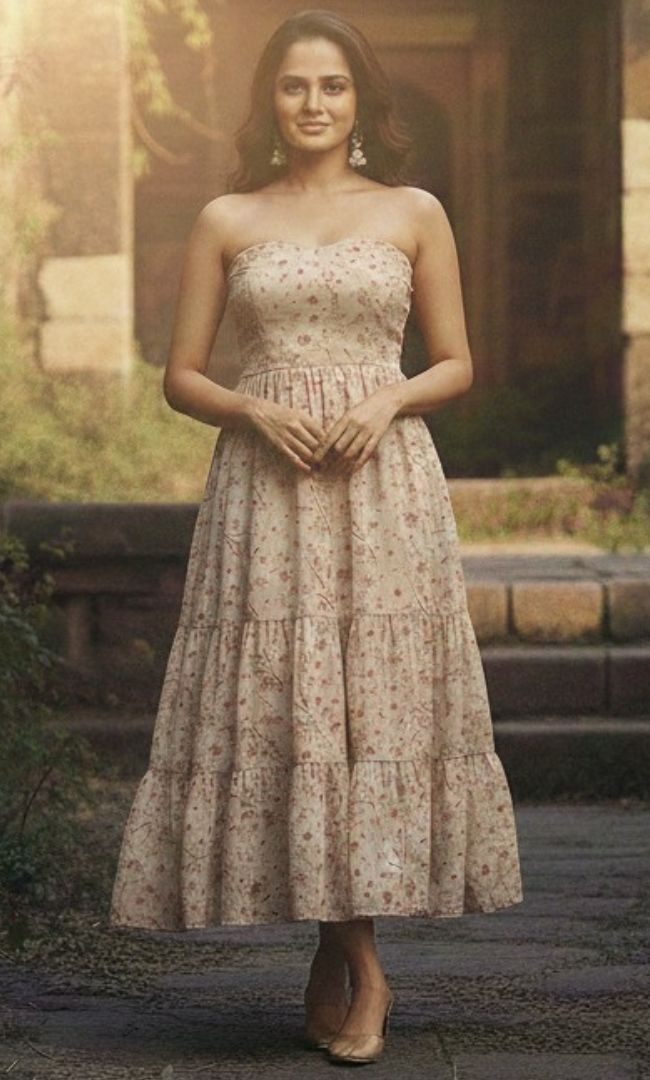 Vintage Bloom Strapless Dress