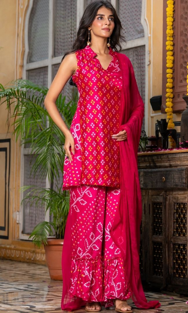 Noorani Bandhej Sharara Set