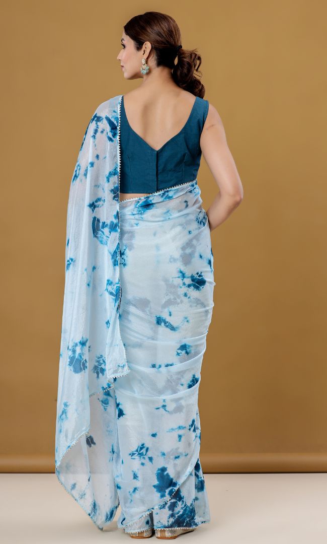 Blue Shibori Saree