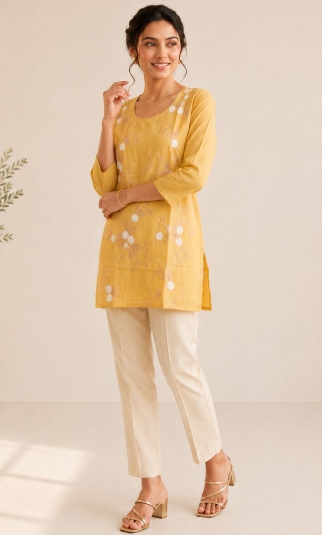 Shellow Mul Chanderi Kurti